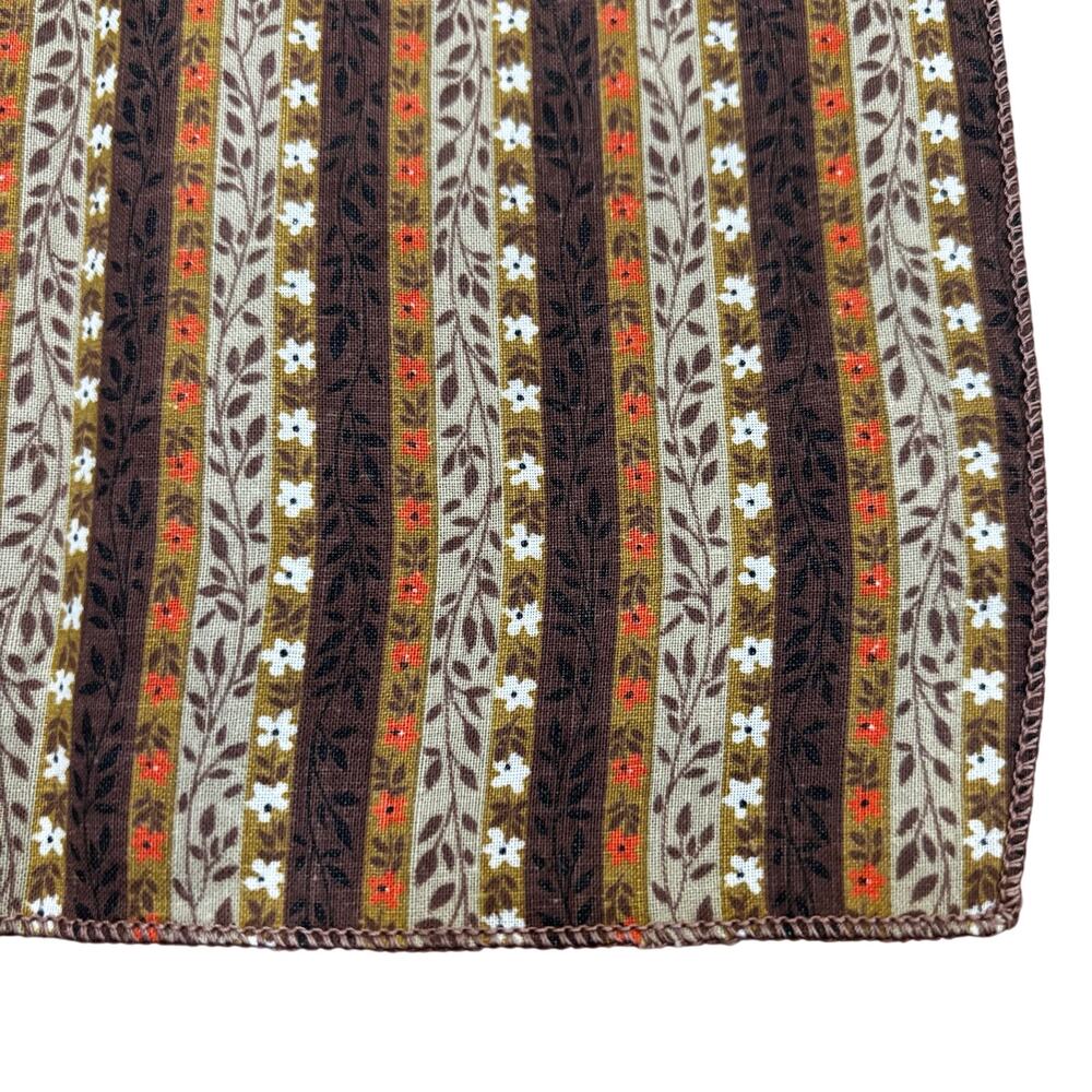 Cloth napkins 1970's tribal Boho brown cream orange stripe square cotton blend 4